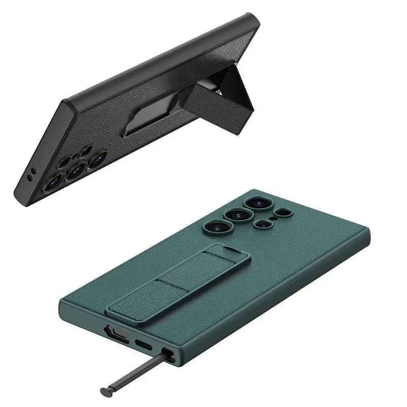 Leather Kickstand Holder Fall Shockproof Cover For Samsung S24 Series CaseSpot