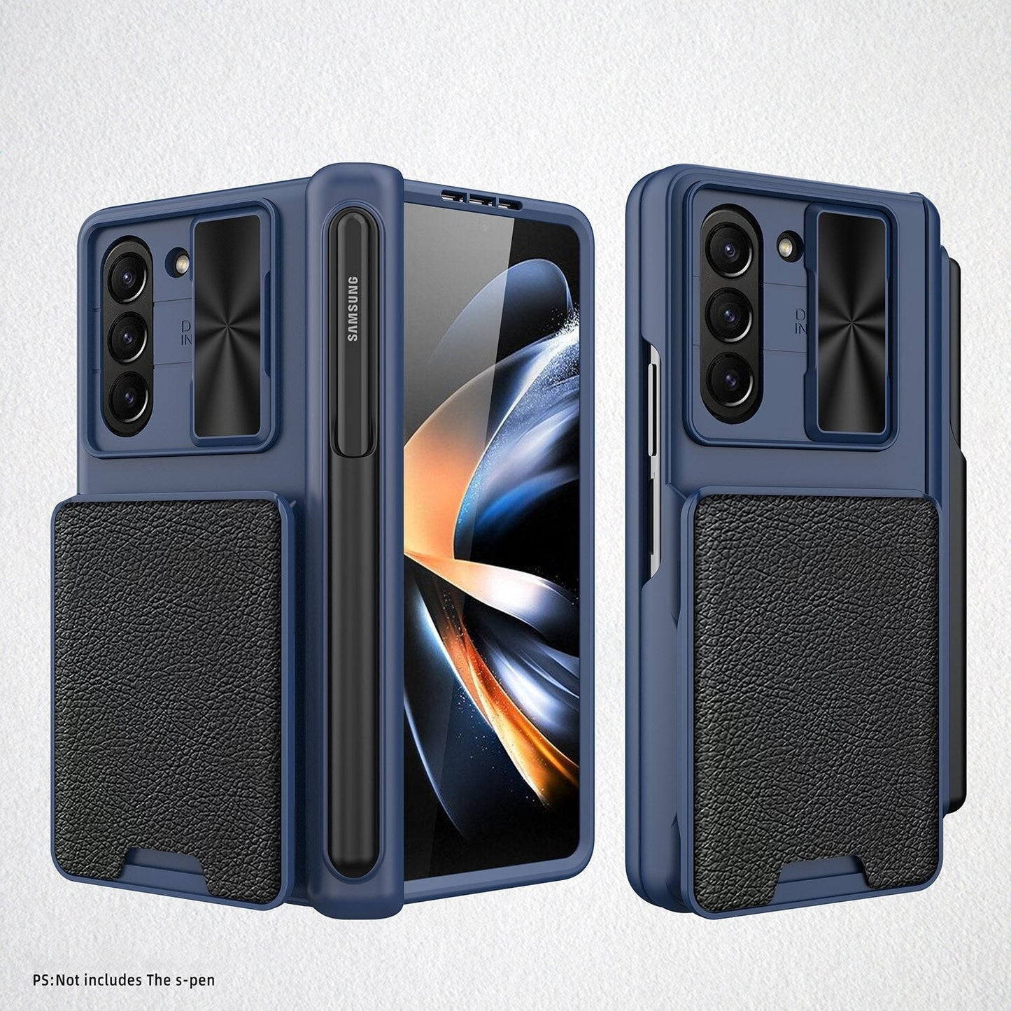 For Samsung Galaxy Z Fold5 Fold 5 Case with S Pen Holder Hard Leather Wallet Card Bag Cover CaseSpot