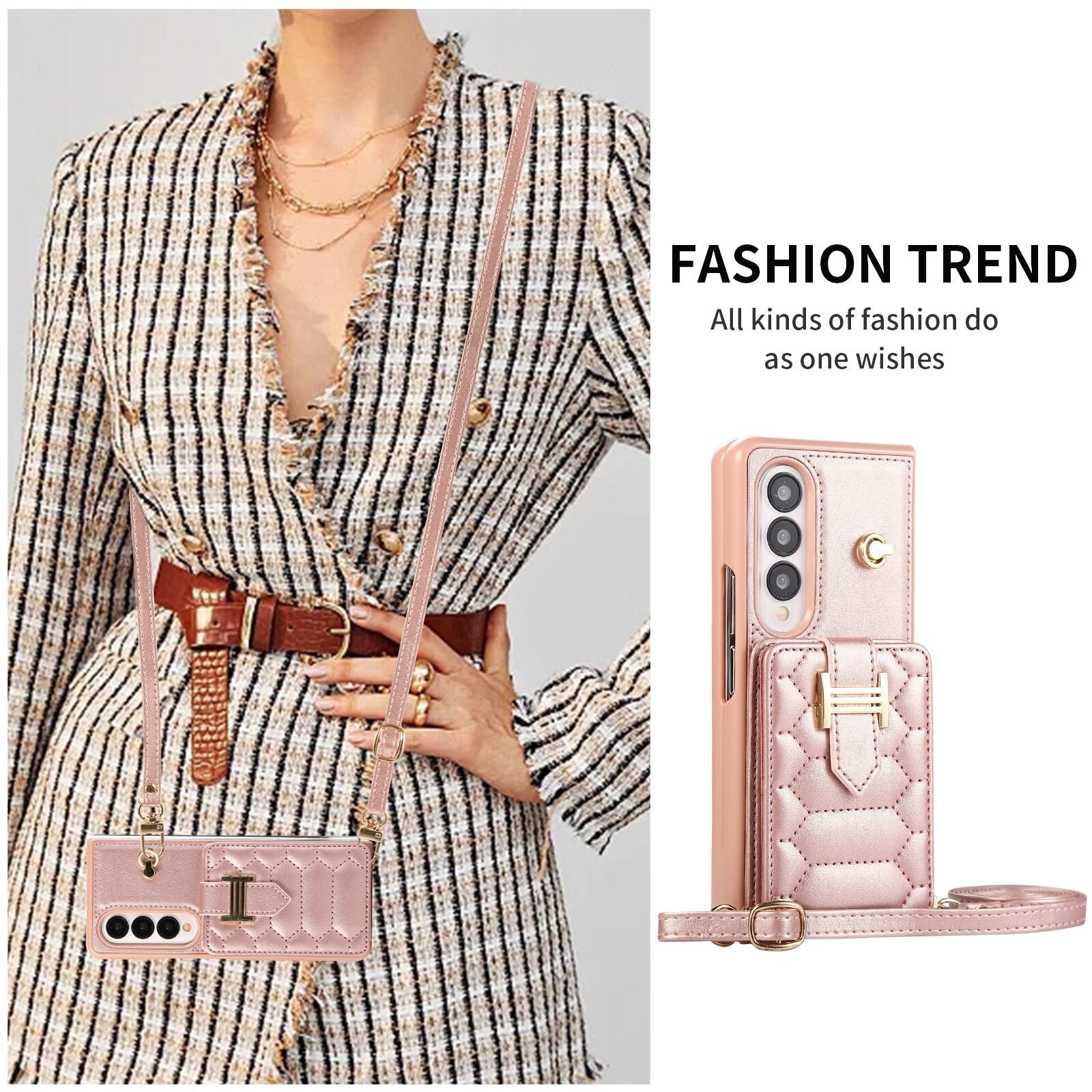 Crossbody Lanyard Phone Case With Wrist Strap And 2 Cards Holder And kicKstand for Samsung Galaxy Z Fold 5 /Fold4 CaseSpot