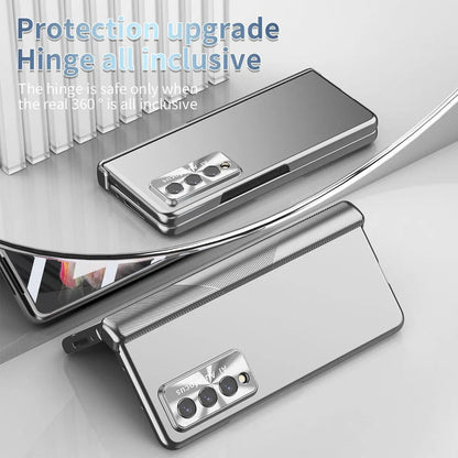 For Samsung Galaxy Z Fold4 /Fold 3 Anti-Scratch Full Body Protection Case Pen Holder Tempered Glass Film - theroxymob