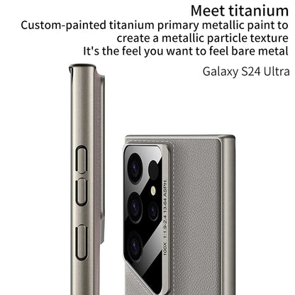 Luxury Plain Leather Case Lens Protection For Samsung Galaxy S25 S24 S23 THEROXYMOB