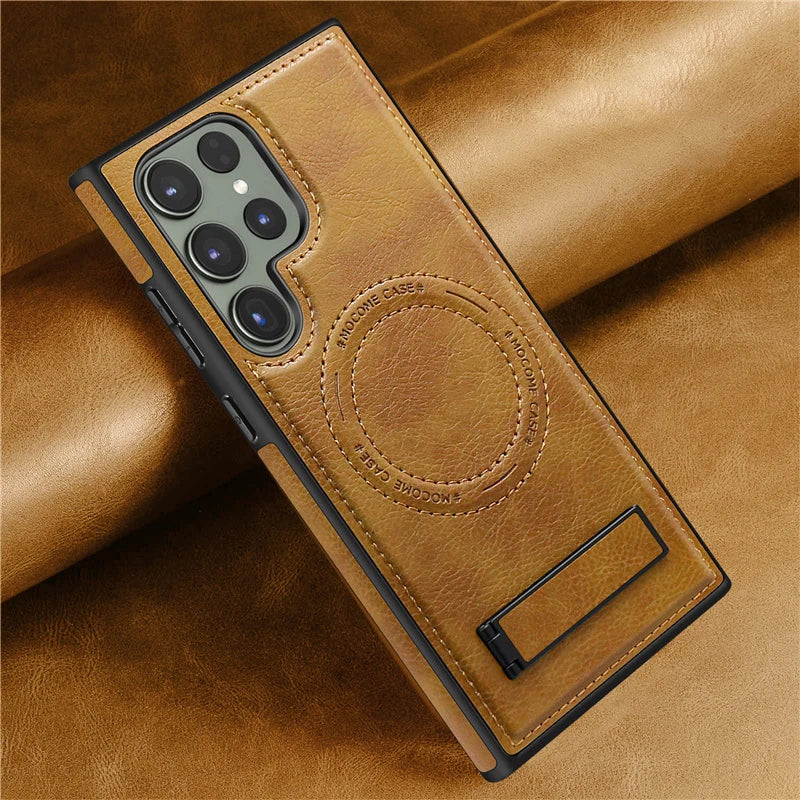 Luxury Wireless Charging Leather Case For S24-S23 Series CaseSpot