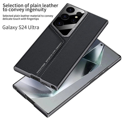 Luxury Plain Leather Case Lens Protection For Samsung Galaxy S25 S24 S23 THEROXYMOB
