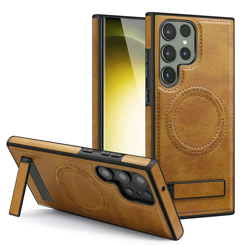 Luxury Wireless Charging Leather Case For S24-S23 Series CaseSpot