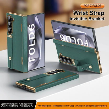 PortaLeather Z Fold 6, 5, 4 Kickstand Hinge Wristband Case theroxymob