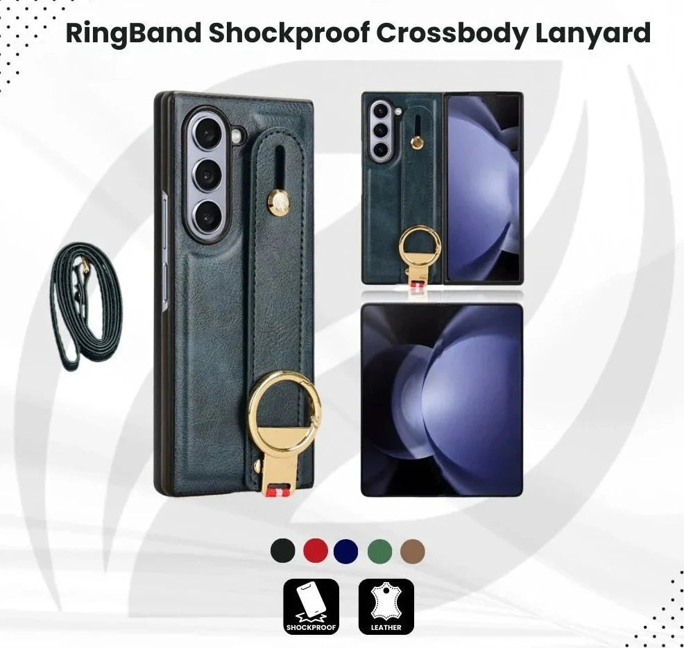 RingBand Z Fold 6, 5, 4 Shockproof Crossbody Lanyard leather theroxymob