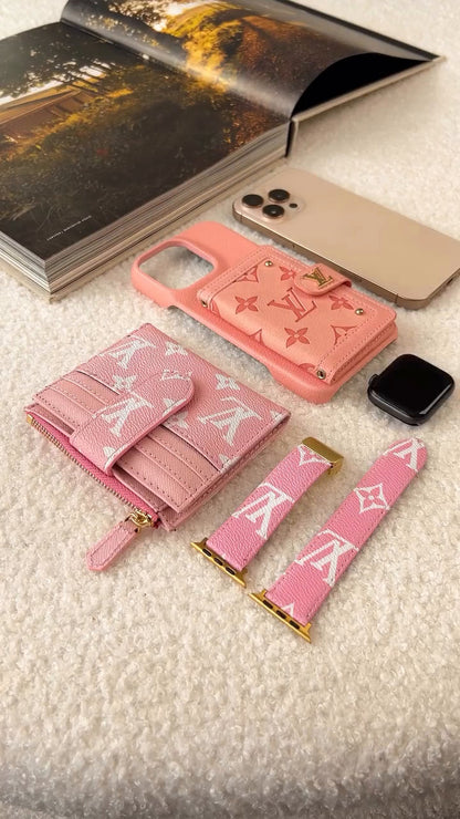 LV Luxury Leather Card Holder Phone Case for iPhone 17 16 15 14 THEROXYMOB