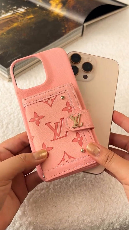 LV Luxury Leather Card Holder Phone Case for iPhone 17 16 15 14 THEROXYMOB
