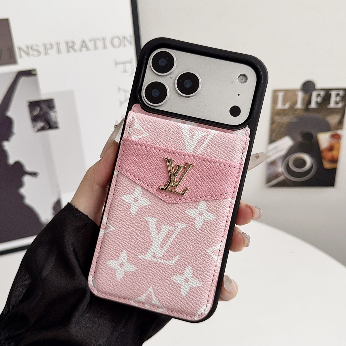 Louis V Card Holder Case For iPhone 12-18 Pro & Pro Max