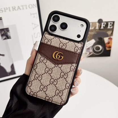 Louis V Card Holder Case For iPhone 12-18 Pro & Pro Max