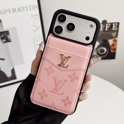 Louis V Card Holder Case For iPhone 12-18 Pro & Pro Max