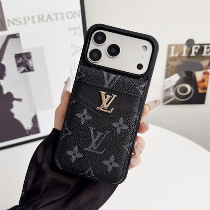 Louis V Card Holder Case For iPhone 12-18 Pro & Pro Max