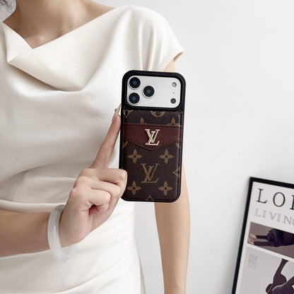 Louis V Card Holder Case For iPhone 12-18 Pro & Pro Max