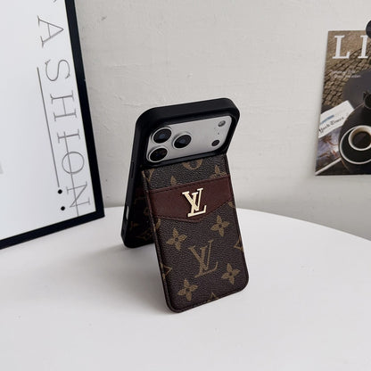 Louis V Card Holder Case For iPhone 12-18 Pro & Pro Max