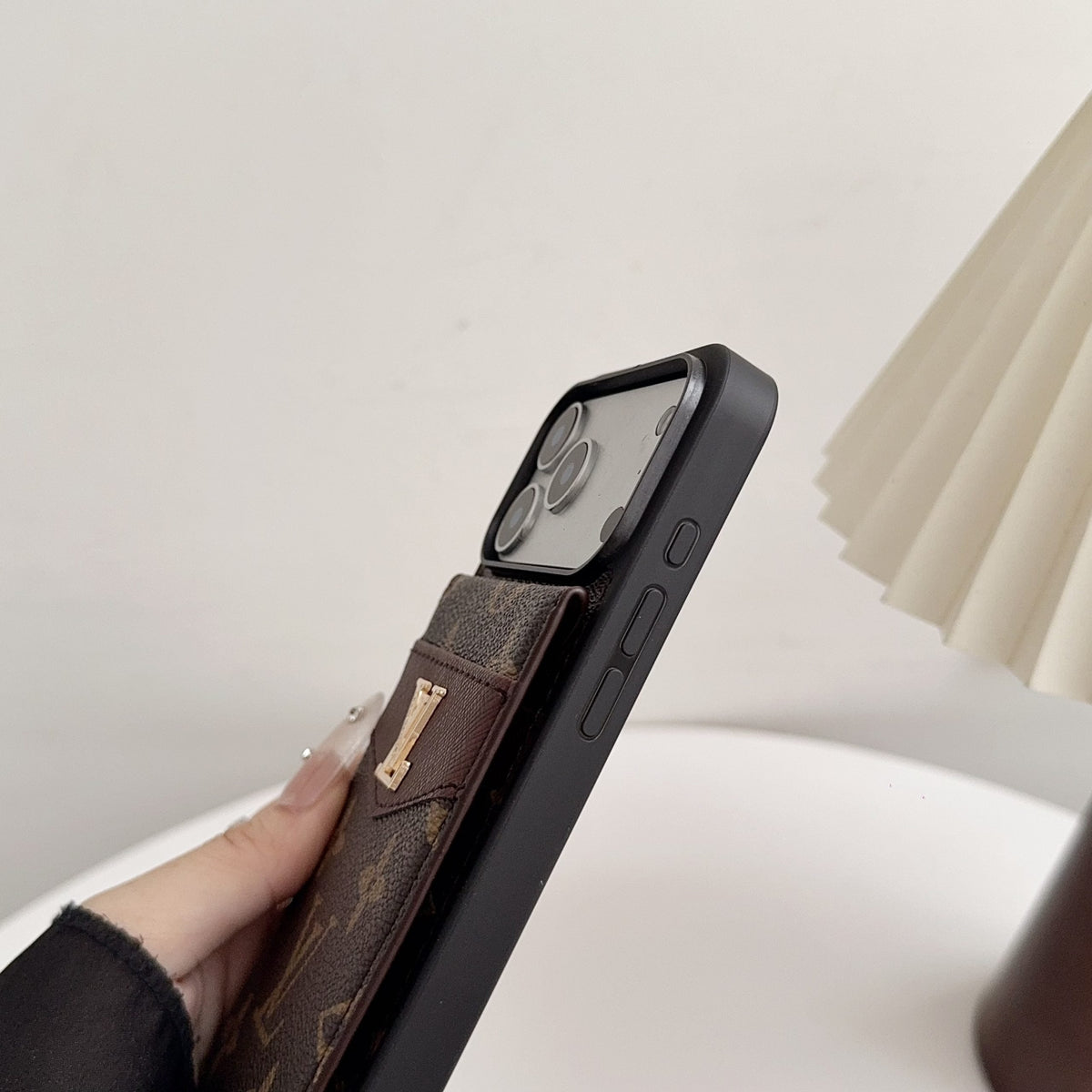 Louis V Card Holder Case For iPhone 12-18 Pro & Pro Max