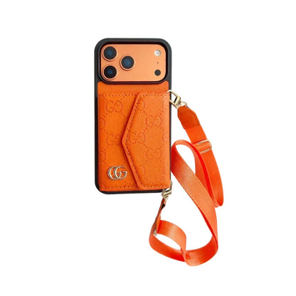 Luxury Plain Fold Envelope Case with Strap - iPhone 12-18 Pro & Pro Max