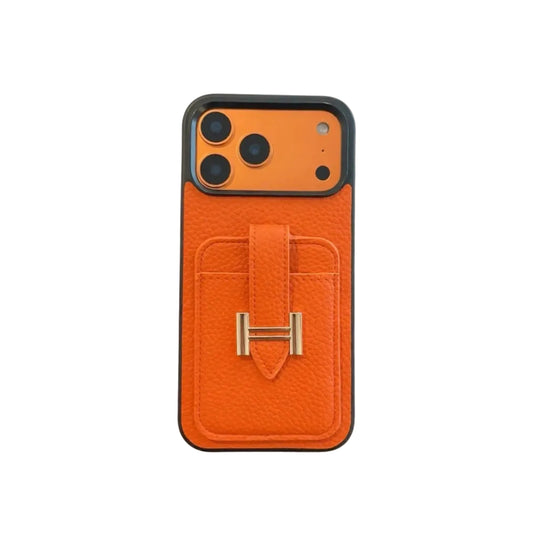 Hermes Leather Phone Cover Card Slot For iPhone 12-17 Series