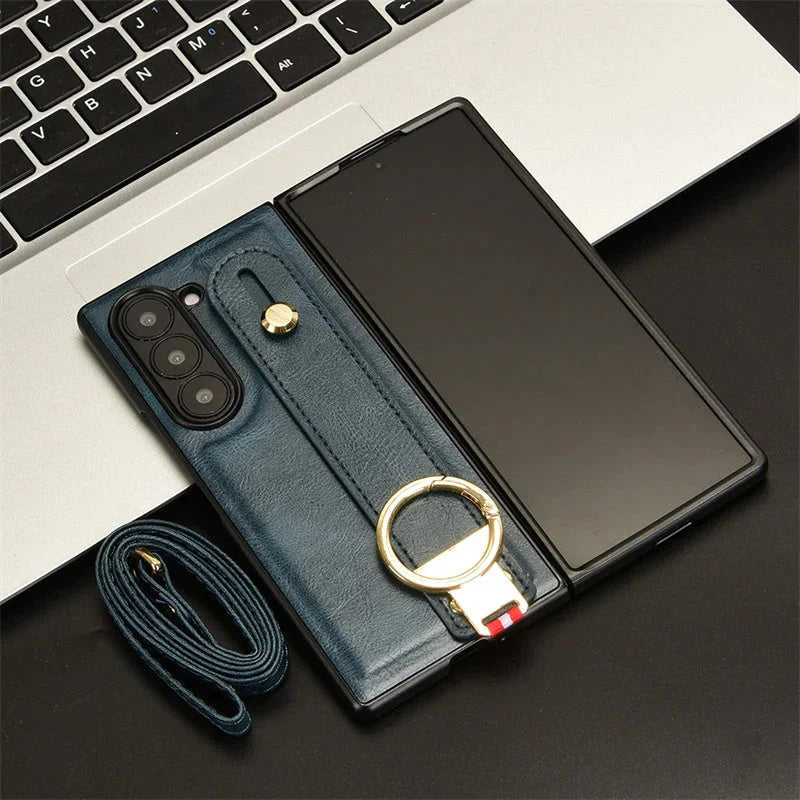 RingBand Z Fold 6, 5, 4 Shockproof Crossbody Lanyard leather theroxymob