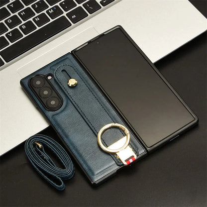 RingBand Z Fold 6, 5, 4 Shockproof Crossbody Lanyard leather theroxymob