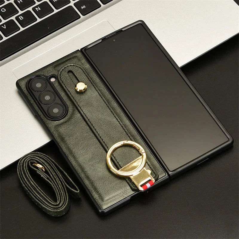 RingBand Z Fold 6, 5, 4 Shockproof Crossbody Lanyard leather theroxymob