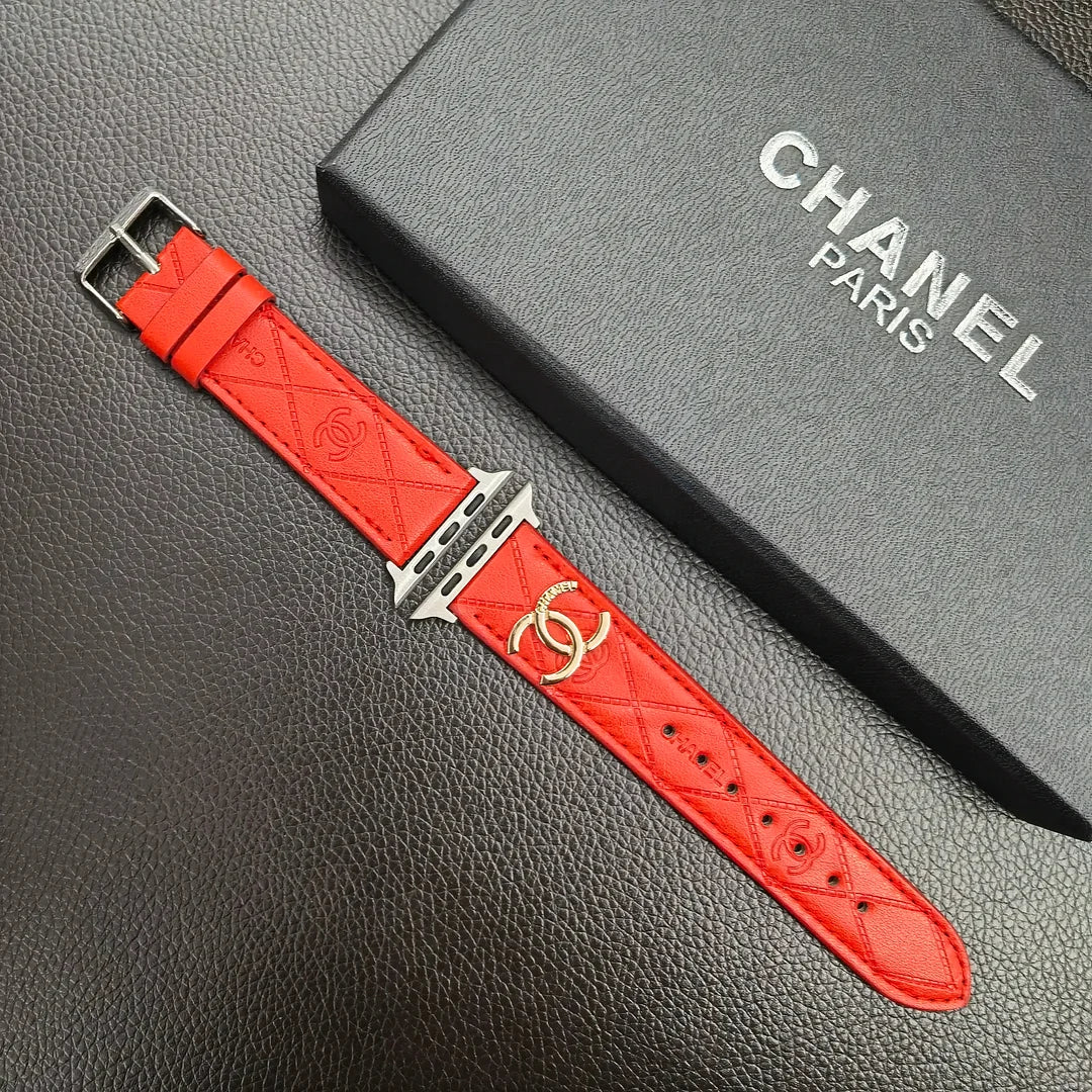 Luxury Gold Monogram 3D Embossed Leather Apple Watch Strap Roxy New