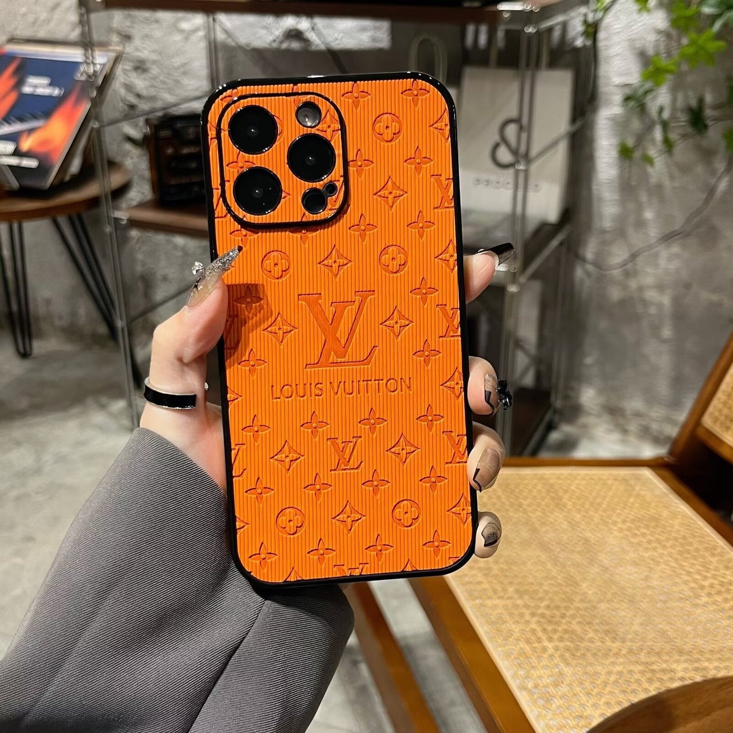 3D Monogram Embossed Leather  Case for iPhone theroxymob