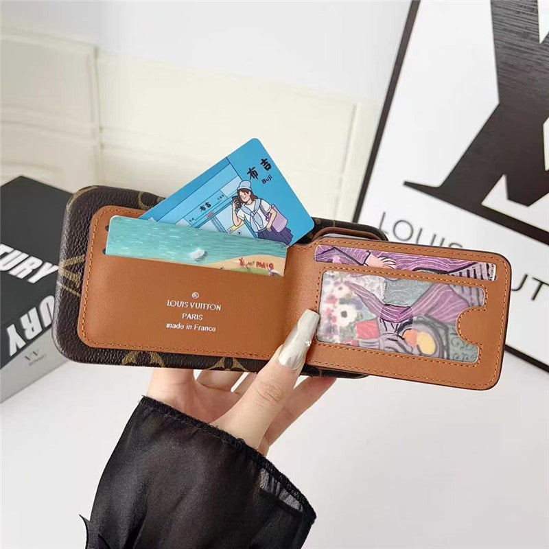 Lv Leather Card Holder Phone Case For iPhone 12-18 Pro & Pro Max