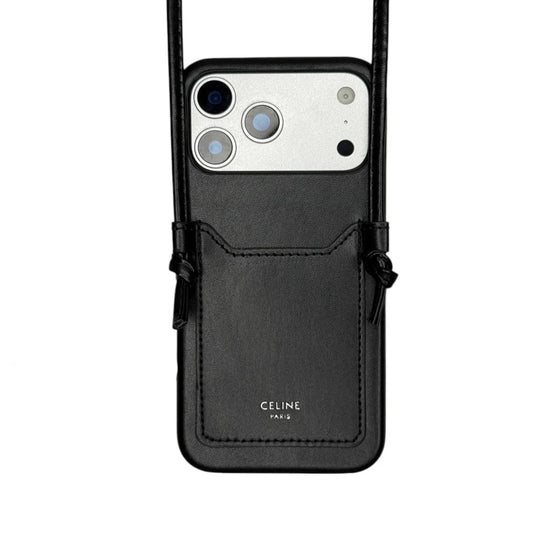 CLASSIC IPHONE CASE WITH CARD HOLDER BLACK FOR IPHONE 12-18 Pro & Pro Max