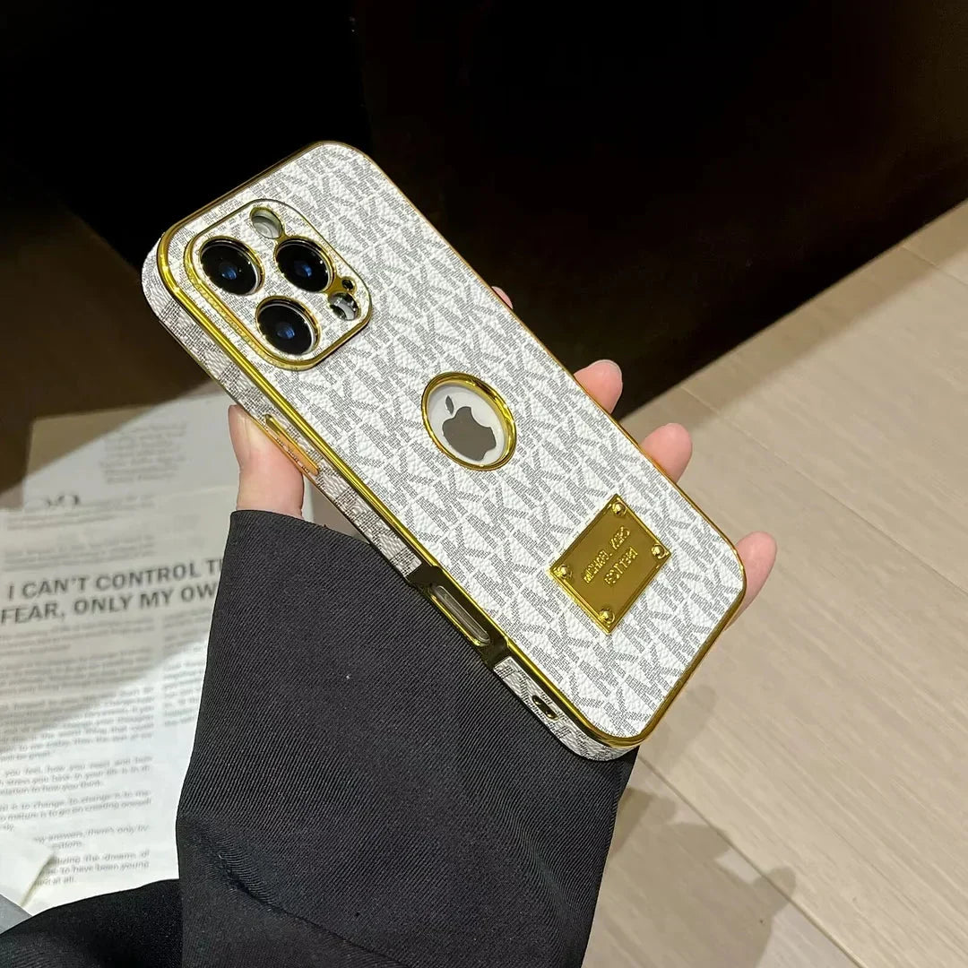Gold Monogram Signature Canvas Leather Apple iPhone Case Roxy New 2
