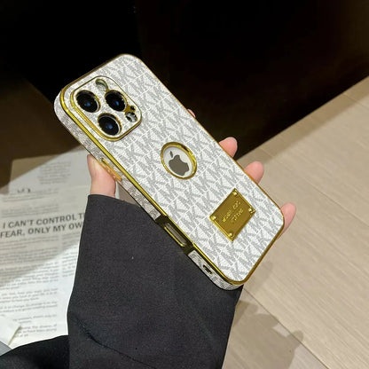 Gold Monogram Signature Canvas Leather Apple iPhone Case Roxy New 2