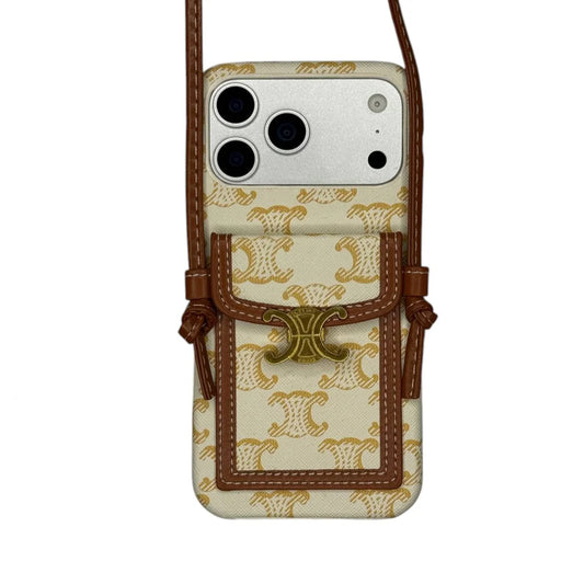 CLASSIC IPHONE CASE CROSSBODY WHITE PRINT FOR IPHONE 12-18 Pro & Pro Max