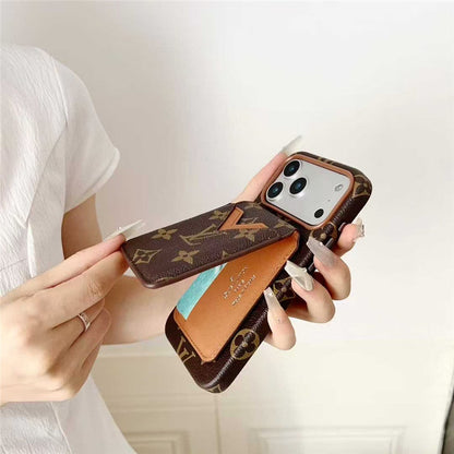 Lv Leather Card Holder Phone Case For iPhone 12-18 Pro & Pro Max