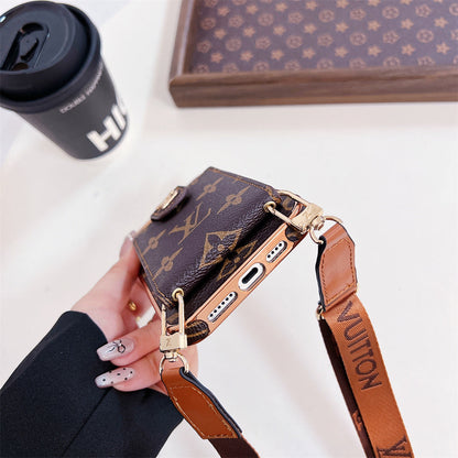 LUXURY ELECTROPLATING MONOGRAM CARD HOLDER CROSSBODY IPHONE CASE theroxymob