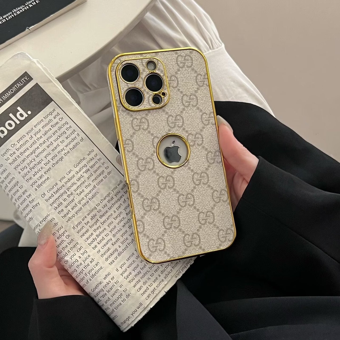 High Quality Electroplated Frame Ophidia  Leather Apple iPhone Case Roxy New 2