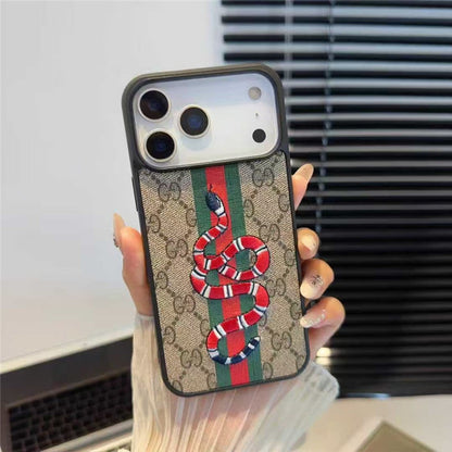 Designer Emblem Stripe Pattern Case - iPhone 12-18 Pro & Pro Max
