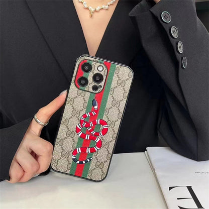 Designer Emblem Stripe Pattern Case - iPhone 12-18 Pro & Pro Max