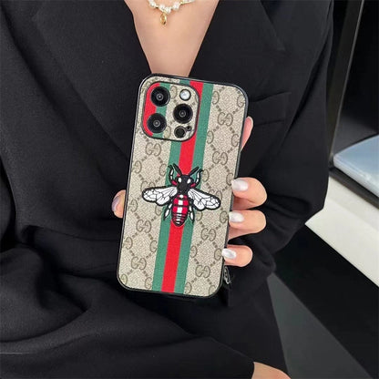 Designer Emblem Stripe Pattern Case - iPhone 12-18 Pro & Pro Max