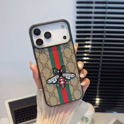 Designer Emblem Stripe Pattern Case - iPhone 12-18 Pro & Pro Max