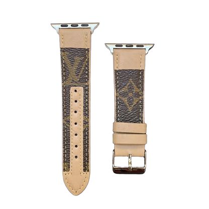 APPLE WATCH GENUINE LEATHER STRAP STITCHING MONOGRAM LEATHER