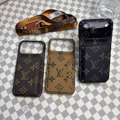 Monogram LV Leather Phone Case For iPhone 13-18 Pro & Pro Max