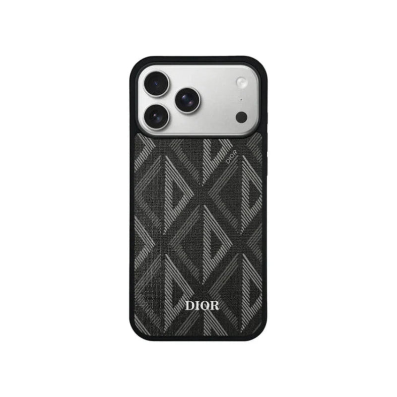 Luxury Woven Monogram & Geometric Slim Case for iPhone 12-17 Series