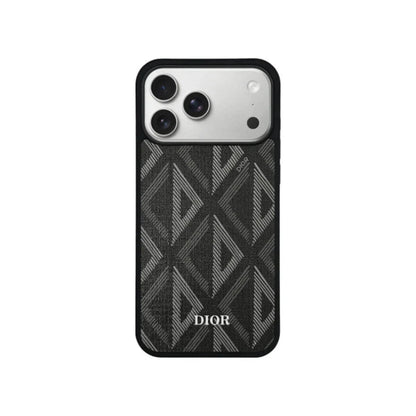 Luxury Woven Monogram & Geometric Slim Case for iPhone 12-17 Series