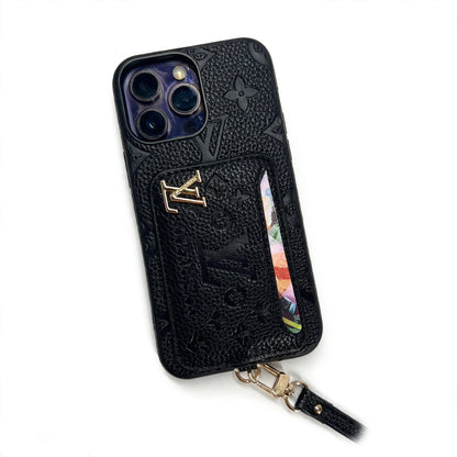 Luxe Card Holder Strap Case – Inspired Elegance for iPhone