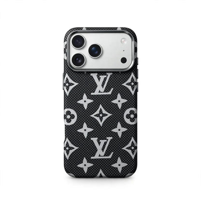 Luxury Monogram Pattern iPhone Case | Textured Canvas Designer Style Cover
