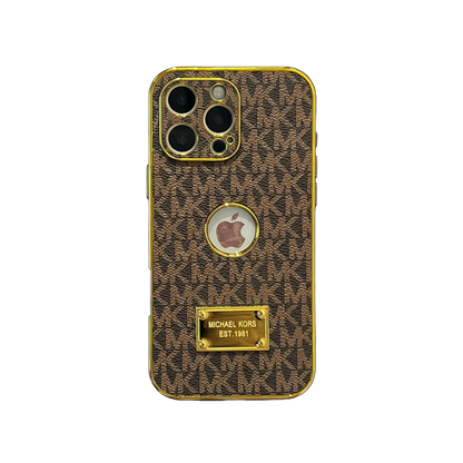 Gold Monogram Signature Canvas Leather Apple iPhone Case