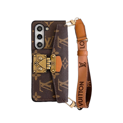 LV Trunk Style Wallet Case with Strap for Samsung Z Fold 3-7