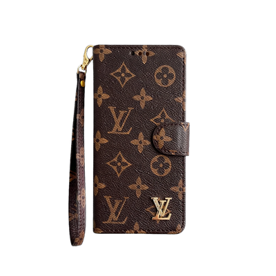 Luxury Monogram Zip Wallet Case with Wristlet for Samsung Galaxy S22-S26 Series