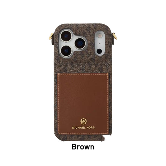 Luxury MK Wrap Case Pocket with Strap for iPhone