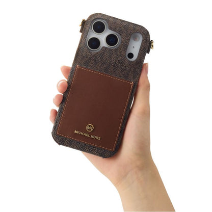 Luxury MK Wrap Case Pocket with Strap for iPhone