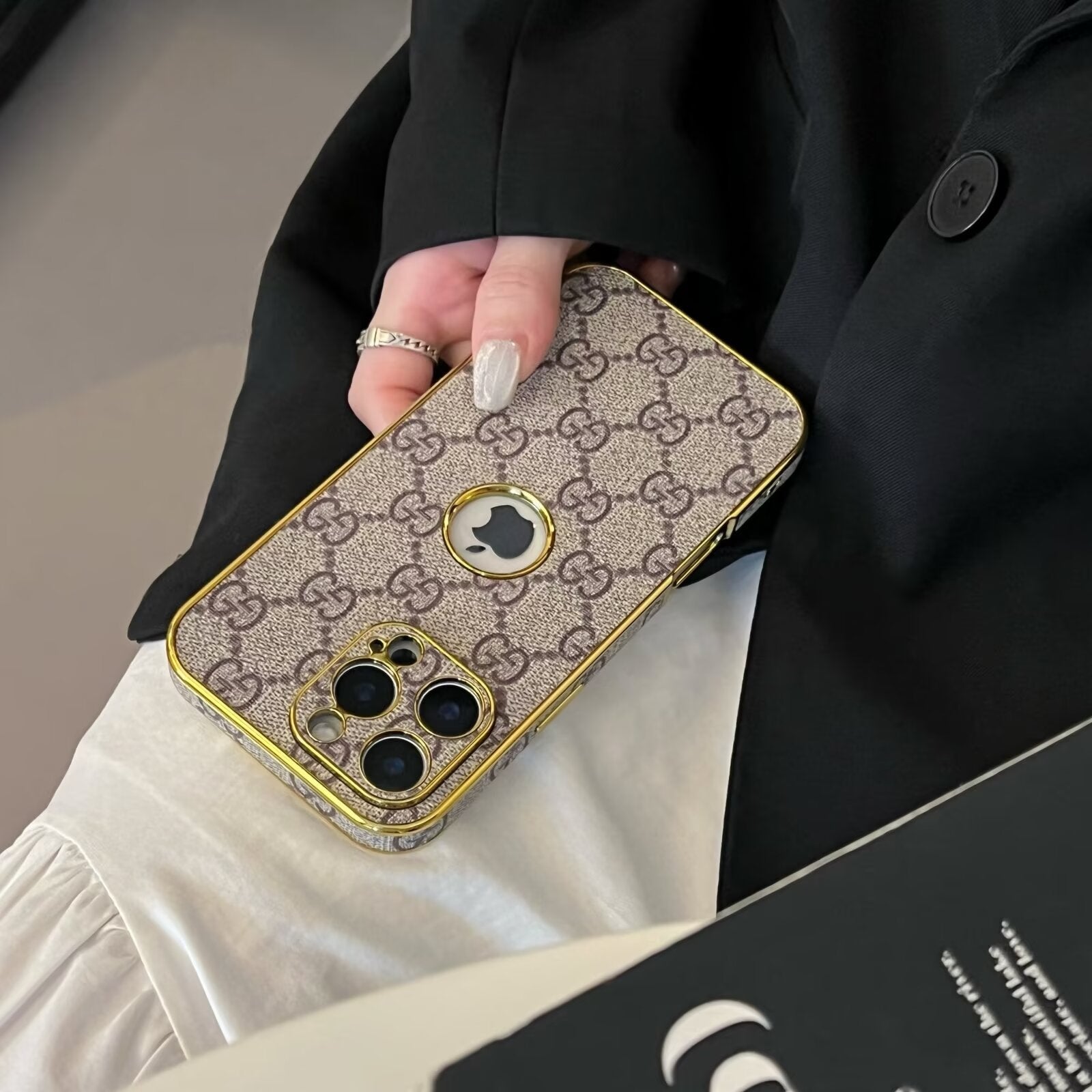 High Quality Electroplated Frame Ophidia  Leather Apple iPhone Case Roxy New 2